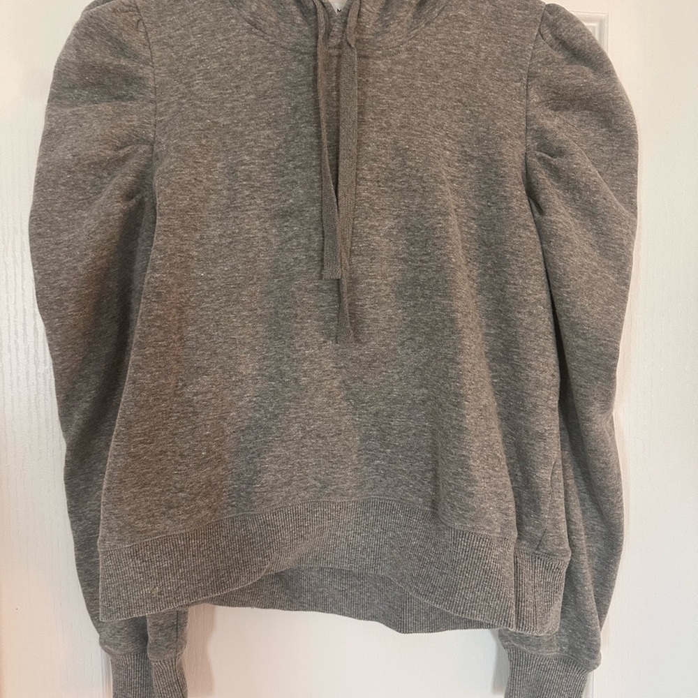 Rebecca Minkoff Janine Gray Puff-Sleeve Hoodie Sweatshirt